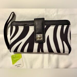 NWT Black and White Zebra Clutch